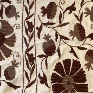 Pottery Barn Cream and Brown Embroidered Pillow Cover